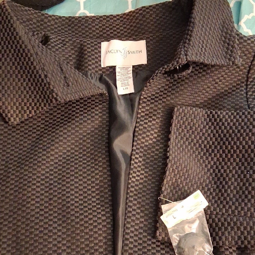 Jaclyn Smith Charcoal Checkered Blazer